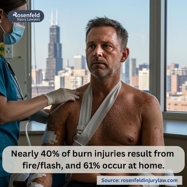 Patient receiving medical treatment for second degree burns in a Chicago hospital